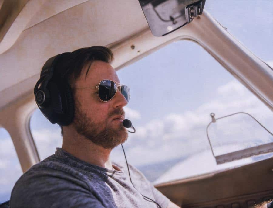 Pilot wearing sunglasses